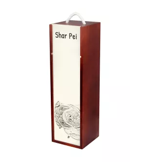 Shar Pei - wine box with a dog, alcohol box with graphics, personalized gift box from the Art-Dog brand