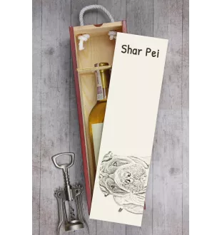 Shar Pei - wine box with a dog, alcohol box with graphics, personalized gift box from the Art-Dog brand