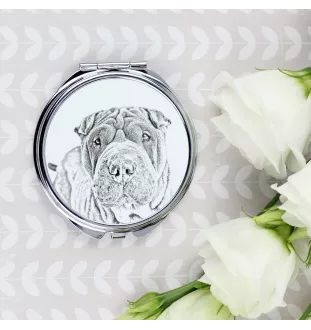 Shar Pei - miroir de poche avec chien, miroir personnalisé pour sac à main, miroir compact avec impression de la marque Art-Dog
