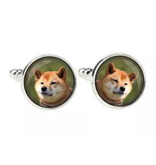 Shiba Inu, Japanese Small Size Dog, Japanese Brushwood Dog - cufflinks and tie with your photo, a suit decoration, men's jewelry from the Art-Dog brand.