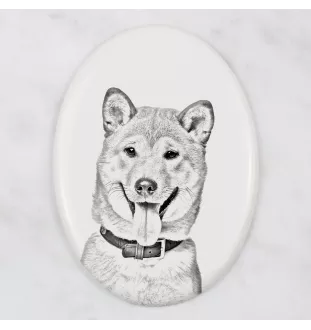 Shiba Inu - Gedenktafel mit einem Foto eines Hundes, Grabplatte mit Druck, personalisierte ovale Platte der Marke Art-Dog