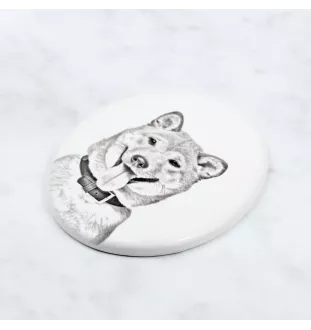 Shiba Inu, Japanese Small Size Dog, Japanese Brushwood Dog - commemorative plaque with a photo of a dog, tombstone with a print, personalized oval plaque from the Art-Dog brand