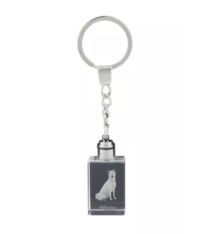 Shiba Inu, Japanese Small Size Dog, Japanese Brushwood Dog - Crystal key ring with dog photo, illuminated key ring, unique gift by Art-Dog brand