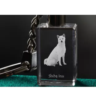 Shiba Inu, Japanese Small Size Dog, Japanese Brushwood Dog - Crystal key ring with dog photo, illuminated key ring, unique gift by Art-Dog brand