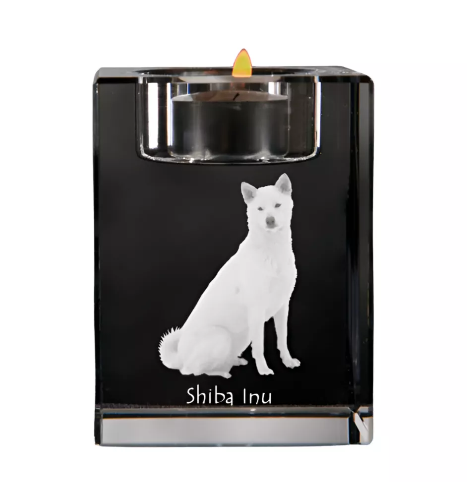 Shiba Inu, Japanese Small Size Dog, Japanese Brushwood Dog - Candle holder with dog photo, crystal tealight holder, personalised gift by Art-Dog brand