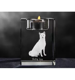 Shiba Inu, Japanese Small Size Dog, Japanese Brushwood Dog - Candle holder with dog photo, crystal tealight holder, personalised gift by Art-Dog brand
