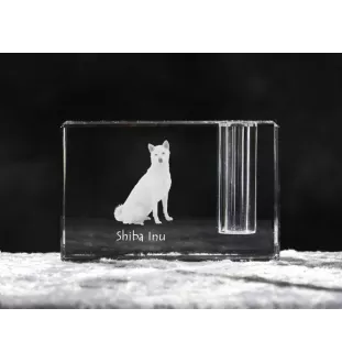 Shiba Inu, Japanese Small Size Dog, Japanese Brushwood Dog - Pen stand, crystal organiser with dog photo, unique desk decoration by Art-Dog brand