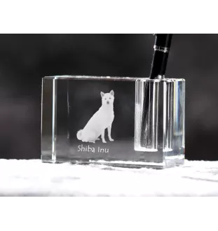 Shiba Inu - Porte-stylos, organiseur en cristal avec photo de chien, décoration de bureau unique par la marque Art-Dog