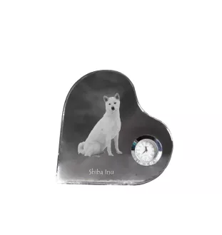 Shiba Inu - horloge en cristal avec une photo de chien, horloge de table en forme de cœur, horloge debout personnalisée de la marque Art-Dog