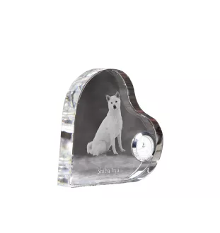 Shiba Inu - horloge en cristal avec une photo de chien, horloge de table en forme de cœur, horloge debout personnalisée de la marque Art-Dog