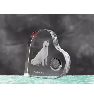 Shiba Inu - horloge en cristal avec une photo de chien, horloge de table en forme de cœur, horloge debout personnalisée de la marque Art-Dog