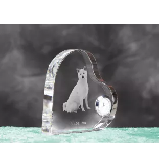 Shiba Inu - horloge en cristal avec une photo de chien, horloge de table en forme de cœur, horloge debout personnalisée de la marque Art-Dog