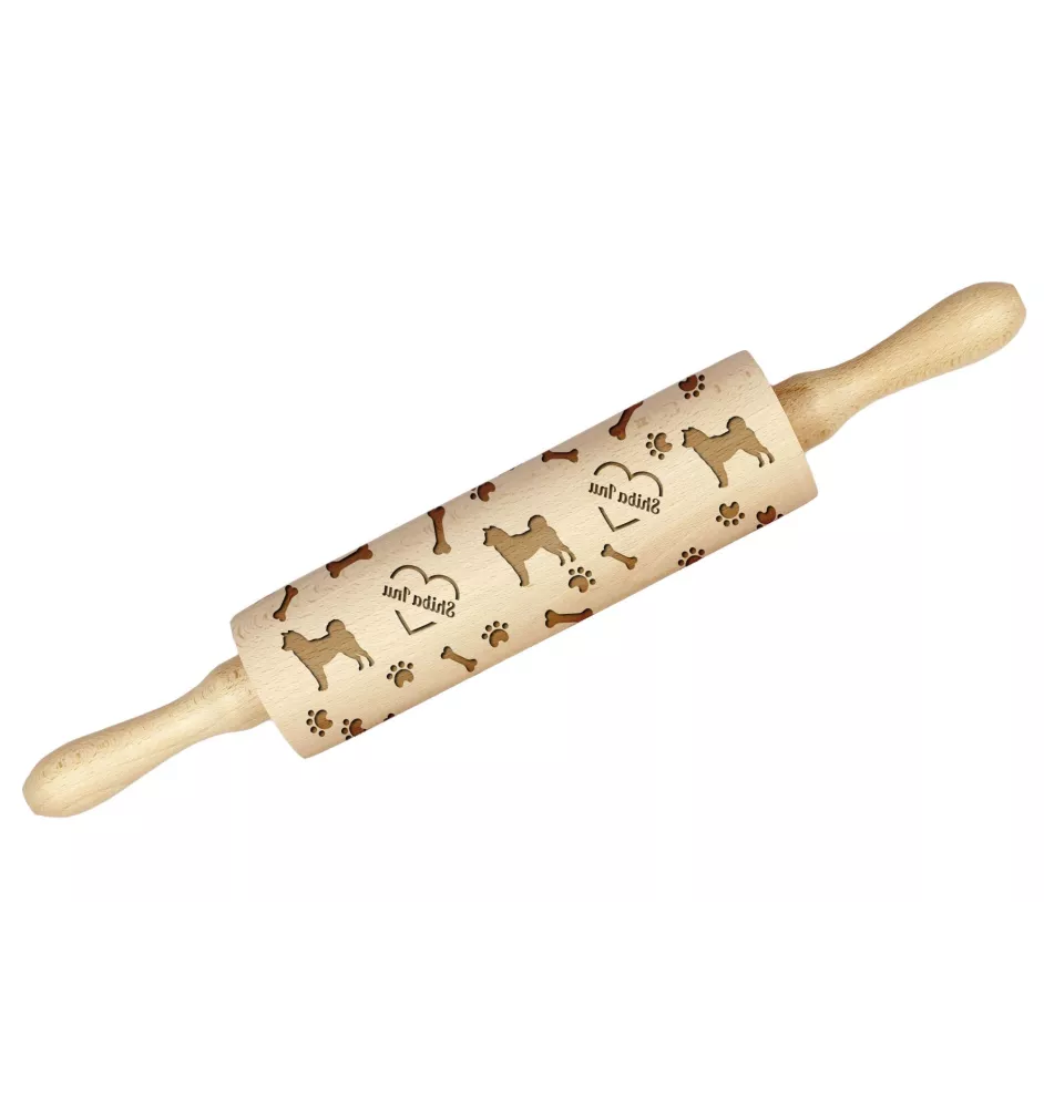 Shiba Inu, Japanese Small Size Dog, Japanese Brushwood Dog - rolling pin with a dog, decorating cookies with a rolling pin in patterns, a gift for the ceramicist of the Art-Dog brand