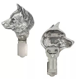 Shiba Inu - broche avec pince, support pour numéro de départ, épingle argentée pour exposition de chiens de la marque Art-Dog