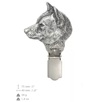 Shiba Inu, Japanese Small Size Dog, Japanese Brushwood Dog - brooch with a clip, holder for a start number, silver-plated dog show pin from the Art-Dog brand