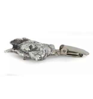 Shiba Inu, Japanese Small Size Dog, Japanese Brushwood Dog - brooch with a clip, holder for a start number, silver-plated dog show pin from the Art-Dog brand