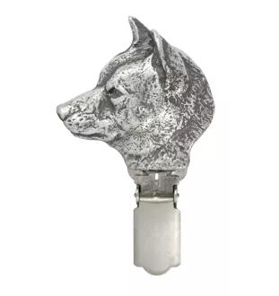 Shiba Inu - Brosche mit Clip, Startnummernhalter, versilberte Anstecknadel für Hundeausstellungen der Marke Art-Dog