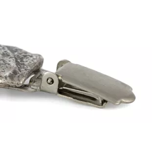 Shiba Inu - Brosche mit Clip, Startnummernhalter, versilberte Anstecknadel für Hundeausstellungen der Marke Art-Dog