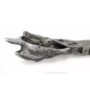 Shiba Inu - Brosche mit Clip, Startnummernhalter, versilberte Anstecknadel für Hundeausstellungen der Marke Art-Dog