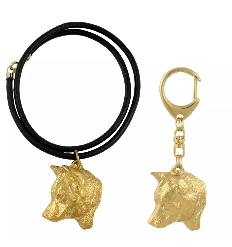 Shiba Inu, Japanese Small Size Dog, Japanese Brushwood Dog - keychain and necklace with a dog in a box, high-quality gold-plated product, Art-Dog brand