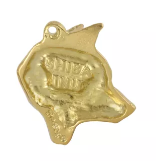 Shiba Inu, Japanese Small Size Dog, Japanese Brushwood Dog - keychain and necklace with a dog in a box, high-quality gold-plated product, Art-Dog brand