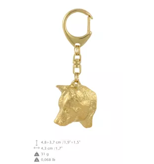 Shiba Inu, Japanese Small Size Dog, Japanese Brushwood Dog - keychain and necklace with a dog in a box, high-quality gold-plated product, Art-Dog brand