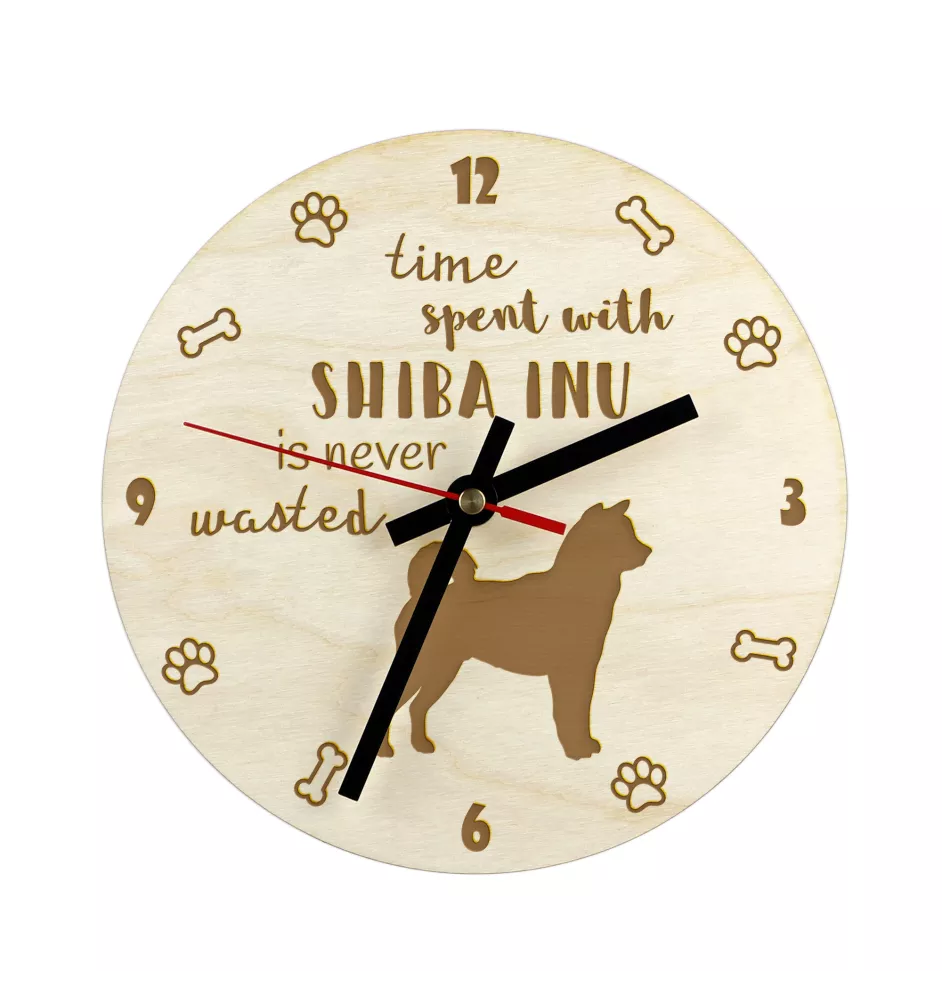 Shiba Inu, Japanese Small Size Dog, Japanese Brushwood Dog - clock with a dog, wooden clock, wall clock for dog lovers, clock for desk and shelf, Art-Dog