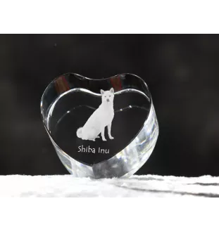 Shiba Inu, Japanese Small Size Dog, Japanese Brushwood Dog - a photo of a dog in crystal, crystal heart, unique photo frame from the Art-Dog brand