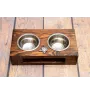 Shiba Inu, Japanese Small Size Dog, Japanese Brushwood Dog - wooden stand with bowls for a dog, steel dog bowls, a gift for adopting a dog from the Art-Dog brand