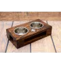 Shiba Inu, Japanese Small Size Dog, Japanese Brushwood Dog - wooden stand with bowls for a dog, steel dog bowls, a gift for adopting a dog from the Art-Dog brand