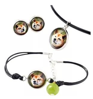 Shiba Inu, Japanese Small Size Dog, Japanese Brushwood Dog - a set of jewelry in a box, necklace, earrings, bracelet, products from the Art-Dog brand