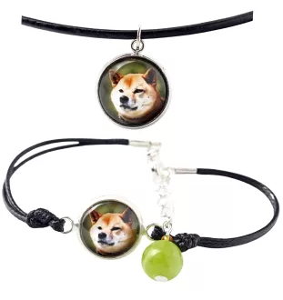 Shiba Inu, Japanese Small Size Dog, Japanese Brushwood Dog - a set of jewelry with your photo, handmade set, bracelet and necklace by Art.-Dog brand
