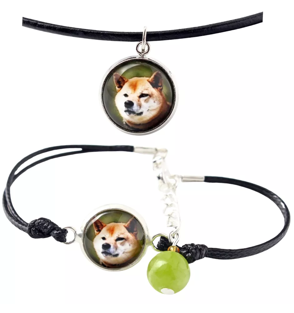 Shiba Inu, Japanese Small Size Dog, Japanese Brushwood Dog - a set of jewelry with your photo, handmade set, bracelet and necklace by Art.-Dog brand