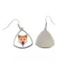 Shiba Inu, Japanese Small Size Dog, Japanese Brushwood Dog - earrings with a picture and the inscription geometric dog Art-Dog