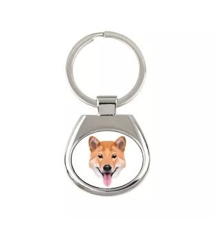 Shiba Inu - geometrischer Schlüsselanhänger mit Foto und Aufschrift Art-Dog