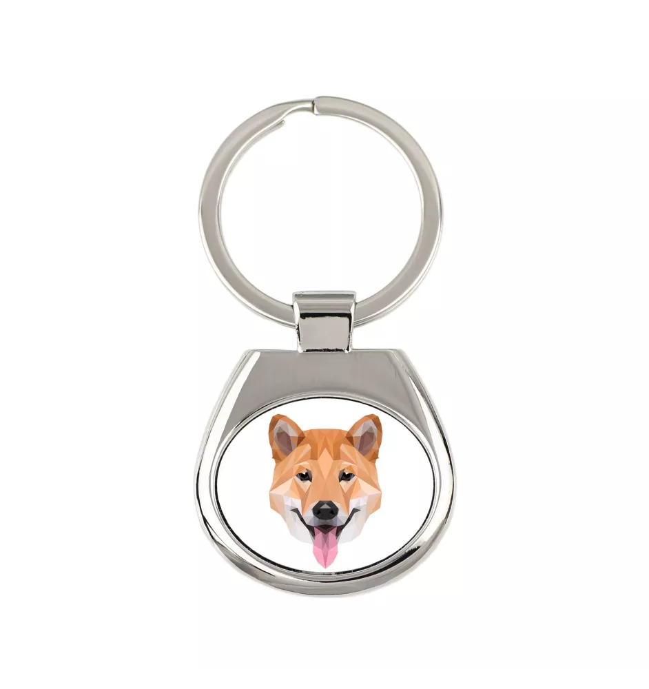 Shiba Inu - porte-clés géométrique avec photo et inscription Art-Dog