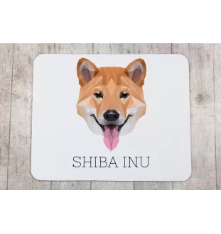 Shiba Inu - tapis de souris géométrique avec photo et inscription Art-Dog