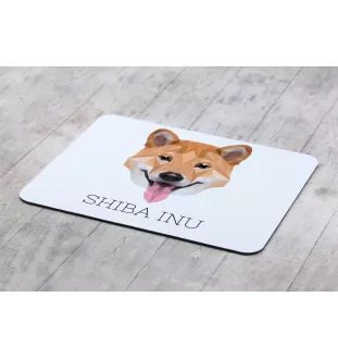 Shiba Inu - tapis de souris géométrique avec photo et inscription Art-Dog