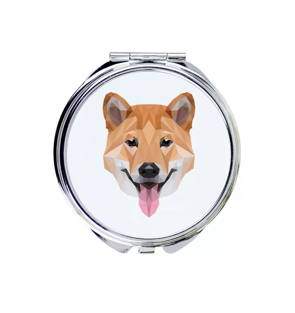 Shiba Inu - Spiegel mit Foto und geometrischem Aufdruck der Marke Art-Dog