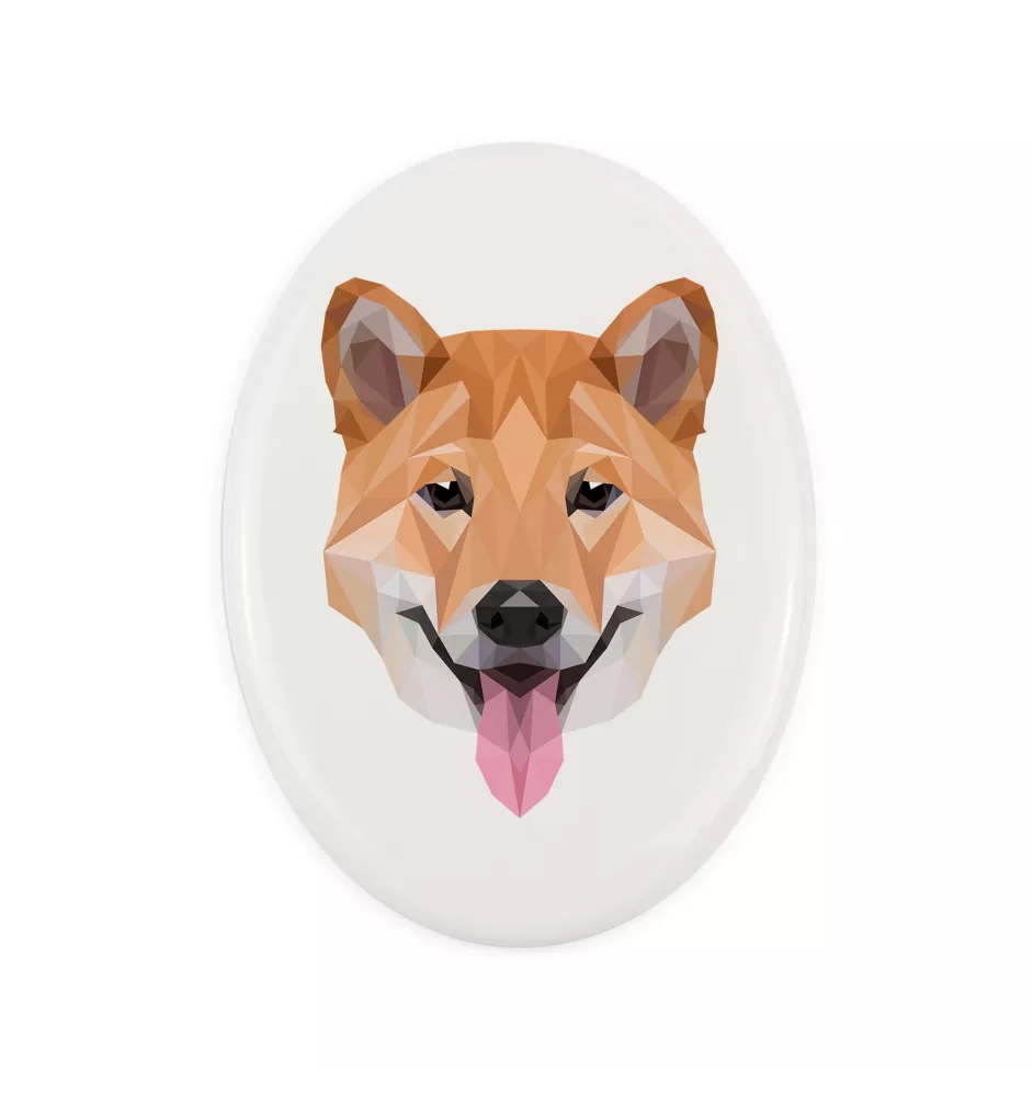 Shiba Inu - Fliese mit geometrischem Bild und Schriftzug der Marke Art-Dog