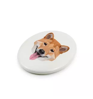 Shiba Inu - une plaque avec une photo et un motif géométrique de la marque Art-Dog