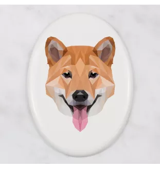 Shiba Inu - Fliese mit geometrischem Bild und Schriftzug der Marke Art-Dog