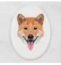 Shiba Inu - Fliese mit geometrischem Bild und Schriftzug der Marke Art-Dog