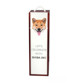 Shiba Inu - une boîte géométrique avec une photo et un texte pour le vin de la marque Art-Dog