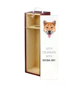 Shiba Inu - geometrische Box mit einem Bild und Schriftzug für Wein der Marke Art-Dog