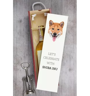 Shiba Inu, Japanese Small Size Dog, Japanese Brushwood Dog - geometric box with a picture and inscription for wine by Art-Dog