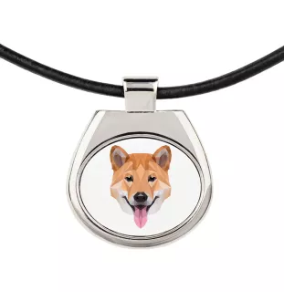 Shiba Inu - Halskette mit einem Foto und einem geometrischen Schriftzug der Marke Art-Dog