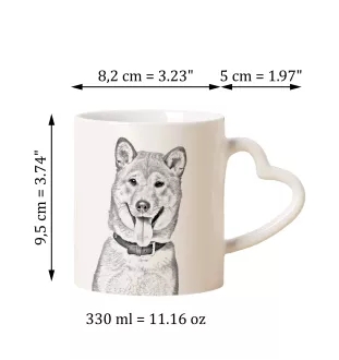 Shiba Inu, Japanese Small Size Dog, Japanese Brushwood Dog - cup with a dog, adorable cup with a heart-shaped handle, universal gift from the Art-Dog brand