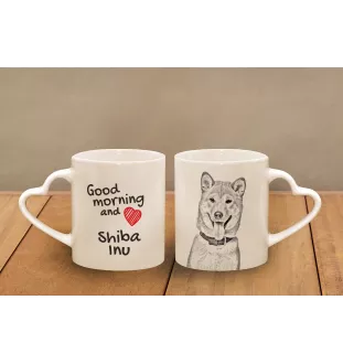 Shiba Inu, Japanese Small Size Dog, Japanese Brushwood Dog - cup with a dog, adorable cup with a heart-shaped handle, universal gift from the Art-Dog brand
