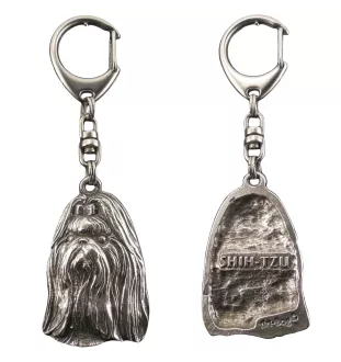 Shih Tzu, Chrysanthemum Dog - Silver-plated key ring with dog, handbag decoration, backpack pendant by Art-Dog brand